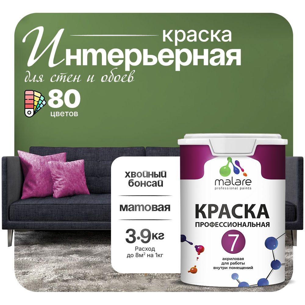 Акриловая краска для стен и обоев Malare ЕВРО 3