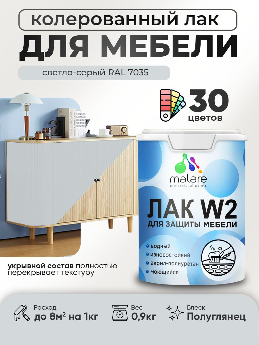 Акриловый водный колерованный лак для мебели и кухонных фасадов Malare W2