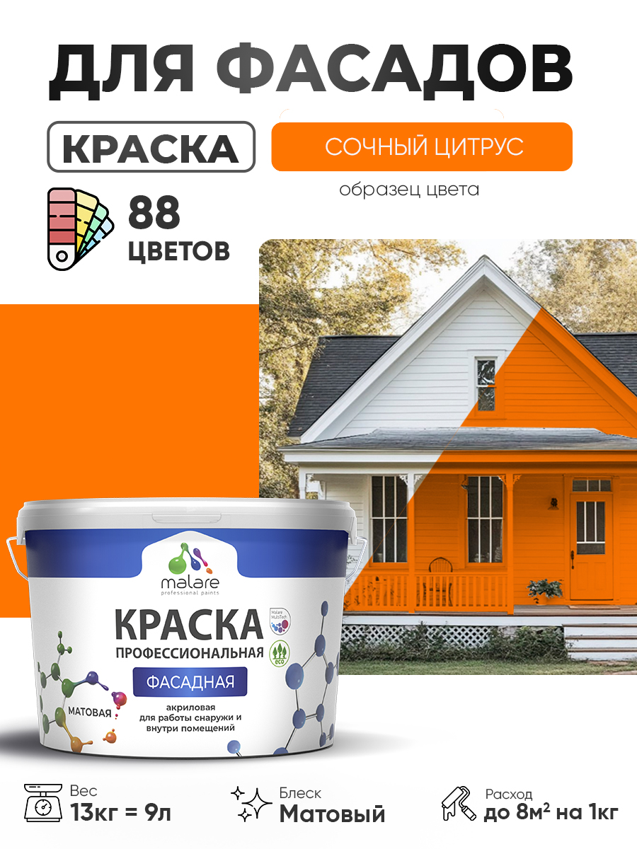 Акриловая фасадная профессиональная краска Malare