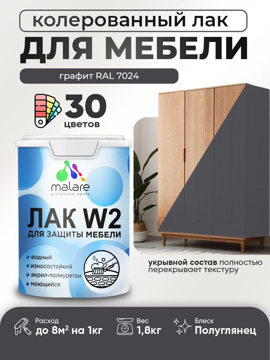 Акриловый водный колерованный лак для мебели и кухонных фасадов Malare W2