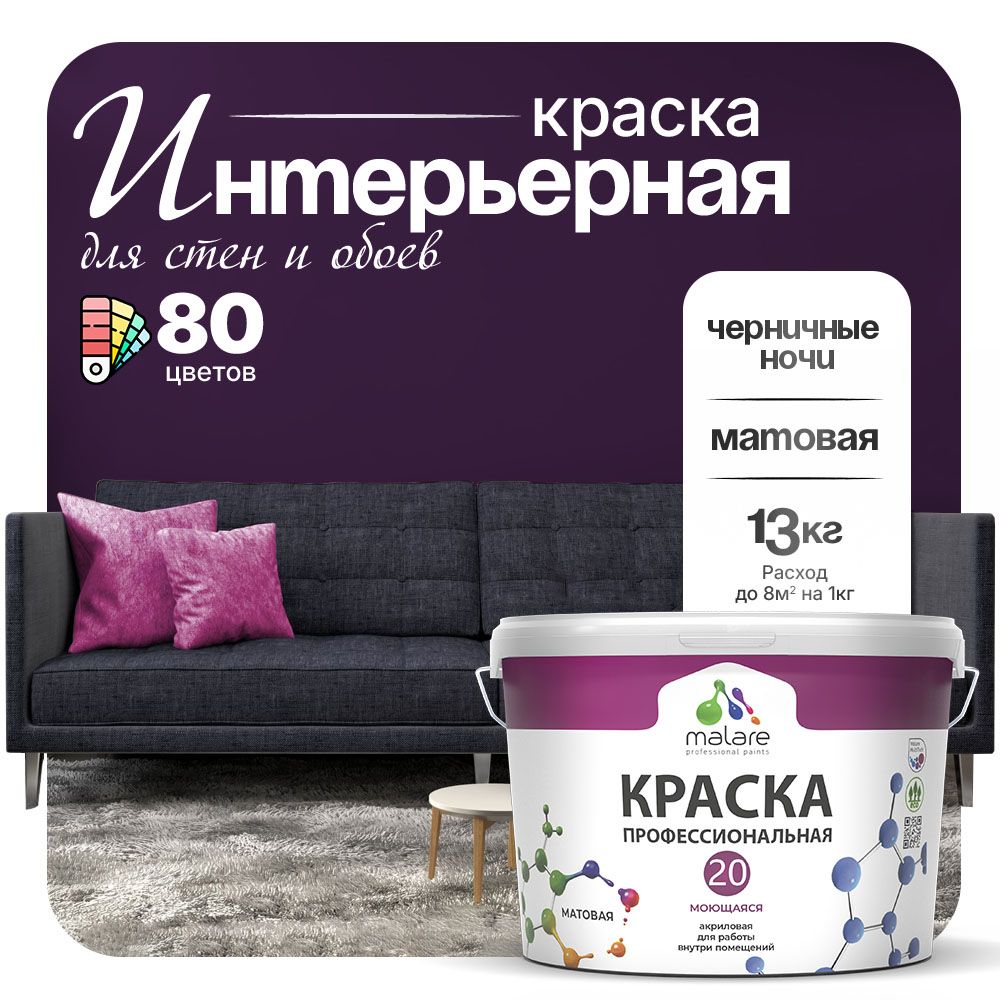 Акриловая краска для стен и обоев Malare ЕВРО 20