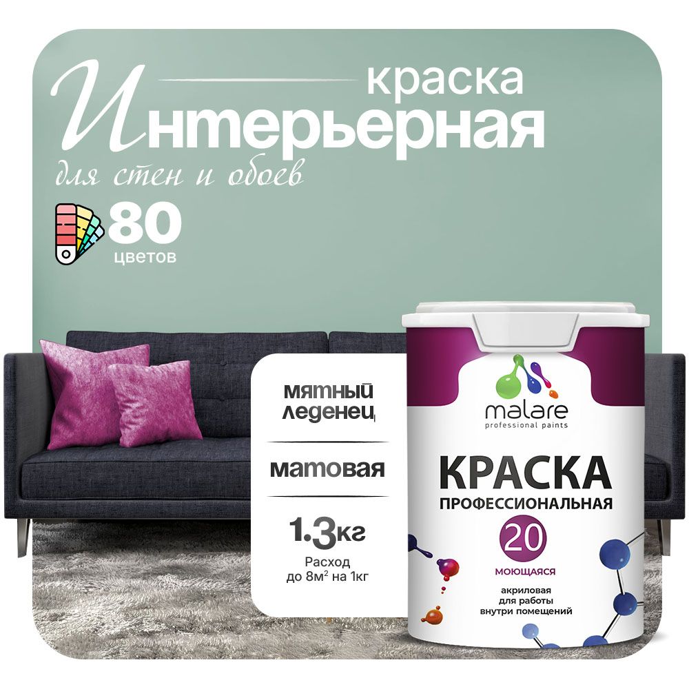 Акриловая краска для стен и обоев Malare ЕВРО 20