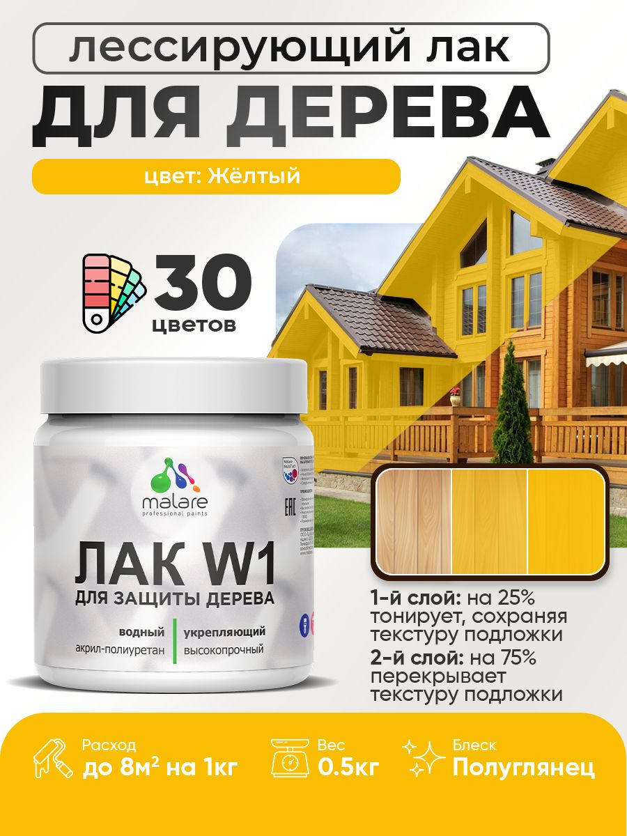 Акриловый водный колерованный лак для деревянных поверхностей Malare W1