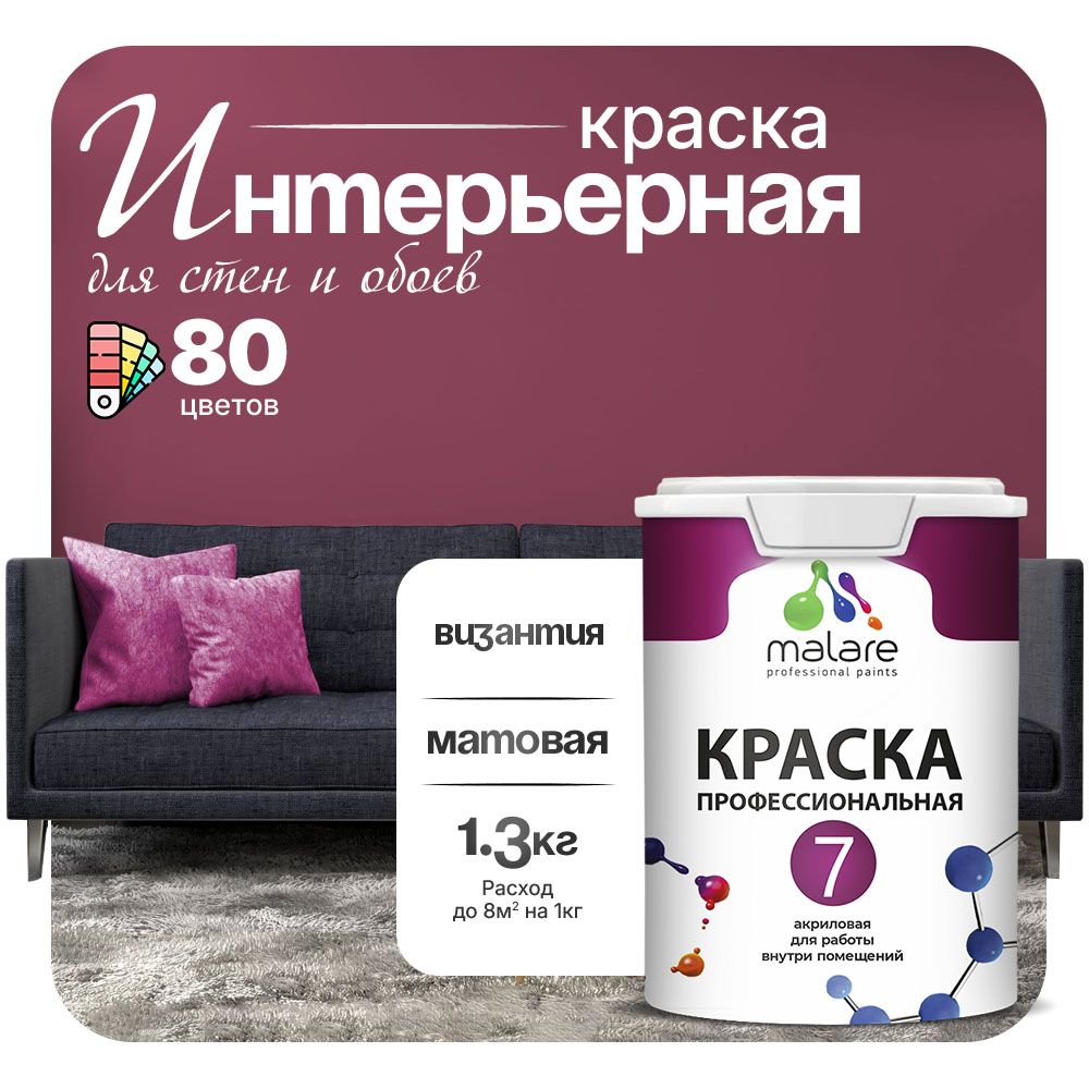 Акриловая краска для стен и обоев Malare ЕВРО 3