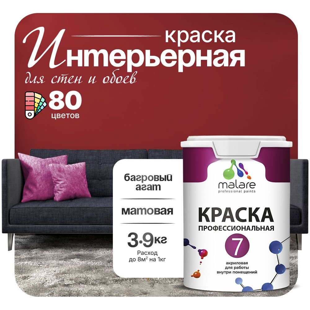 Акриловая краска для стен и обоев Malare ЕВРО 3