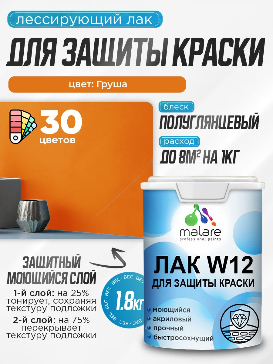Акриловый водный колерованный лак для защиты краски Malare W12