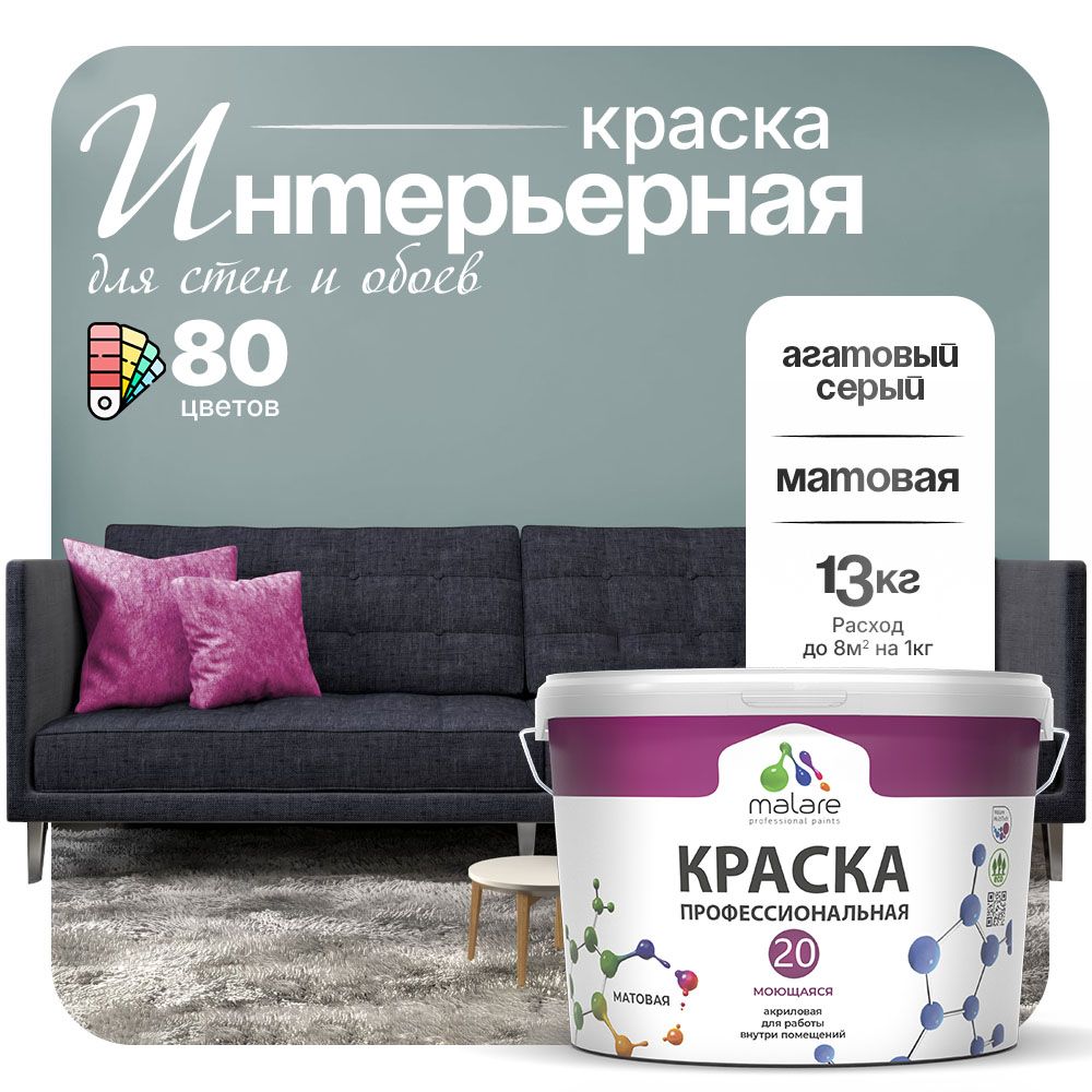 Акриловая краска для стен и обоев Malare ЕВРО 20