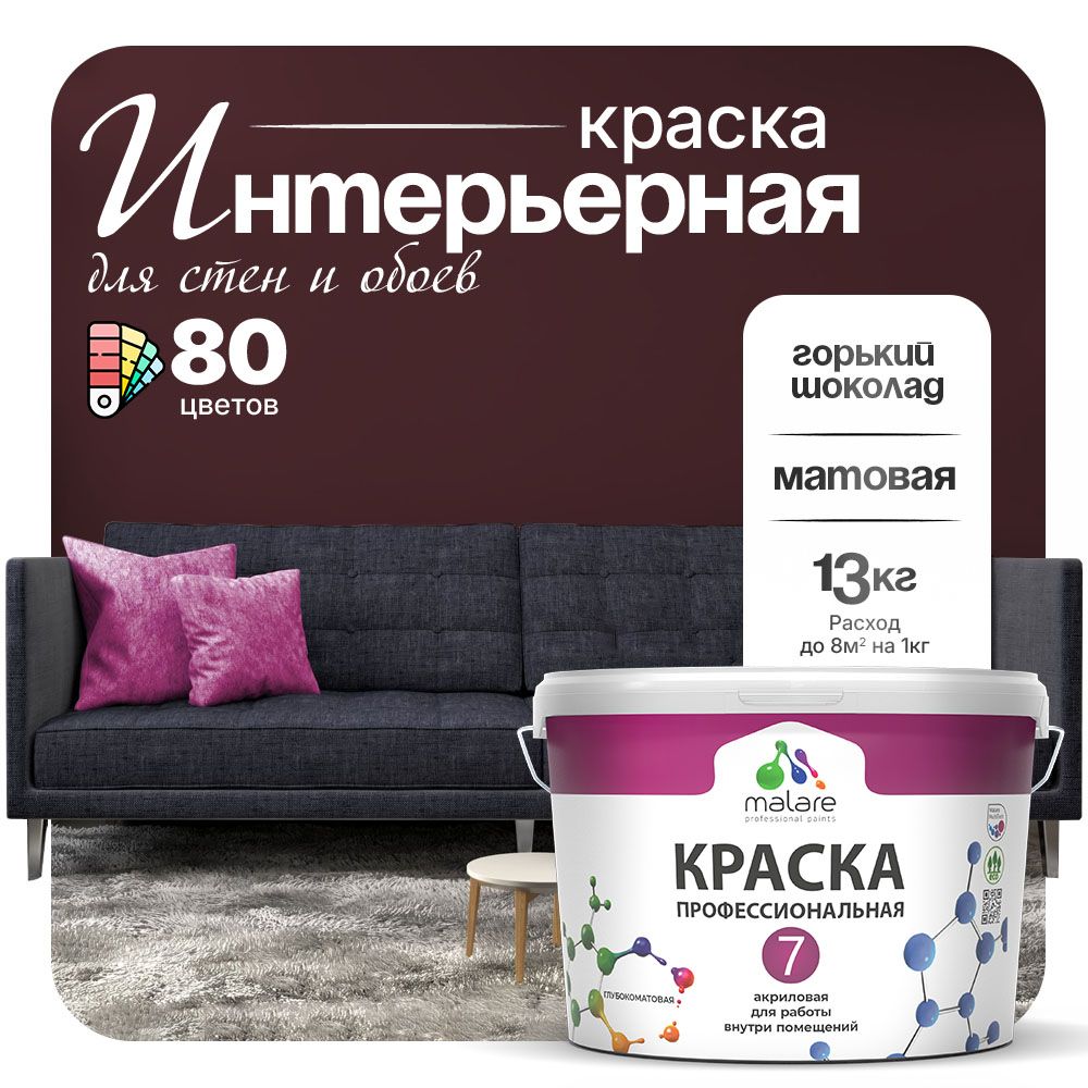 Акриловая краска для стен и обоев Malare ЕВРО 3