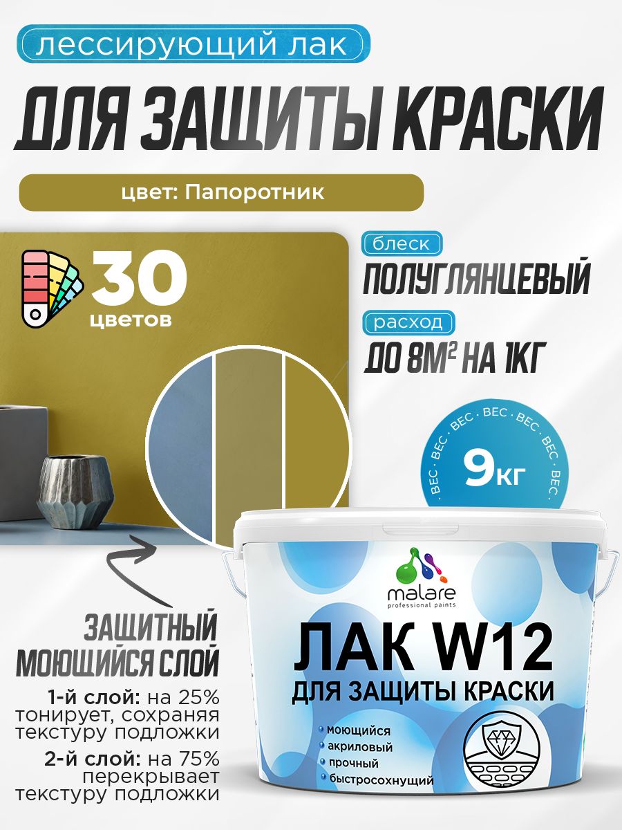 Акриловый водный колерованный лак для защиты краски Malare W12