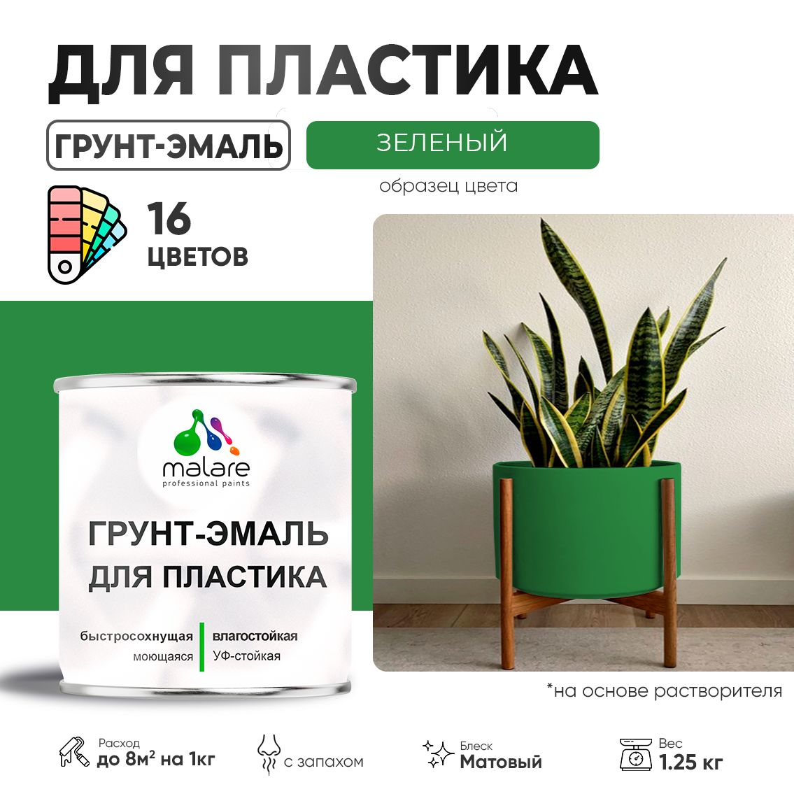 Акрилсополимерная грунт-эмаль 3 в 1 для пластиковых поверхностей Malare