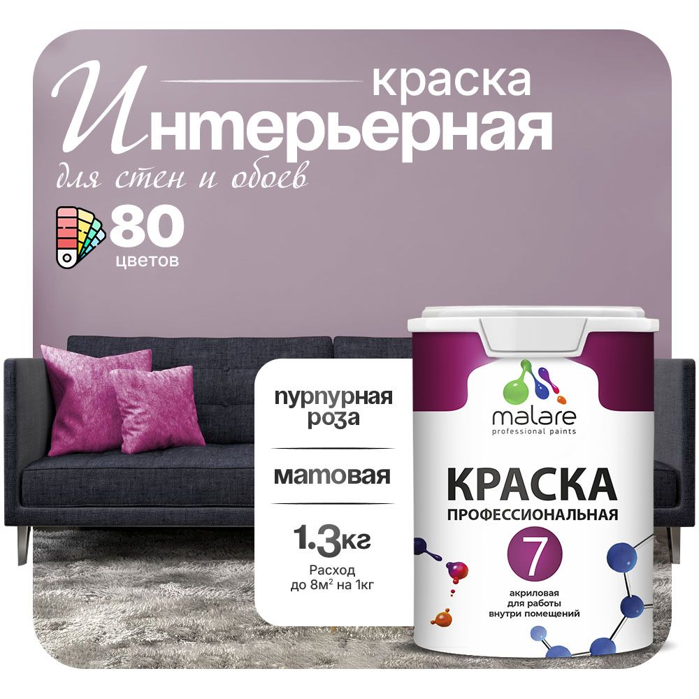 Акриловая краска для стен и обоев Malare ЕВРО 3