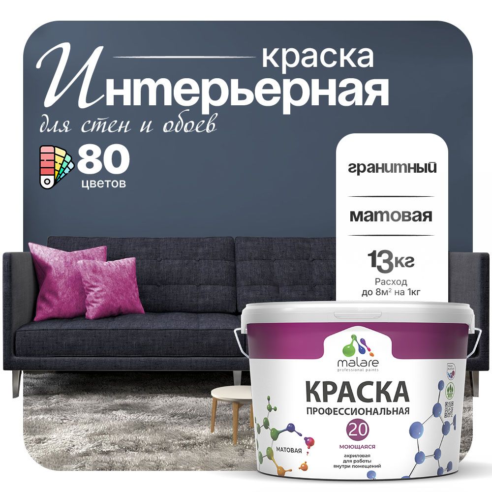 Акриловая краска для стен и обоев Malare ЕВРО 20