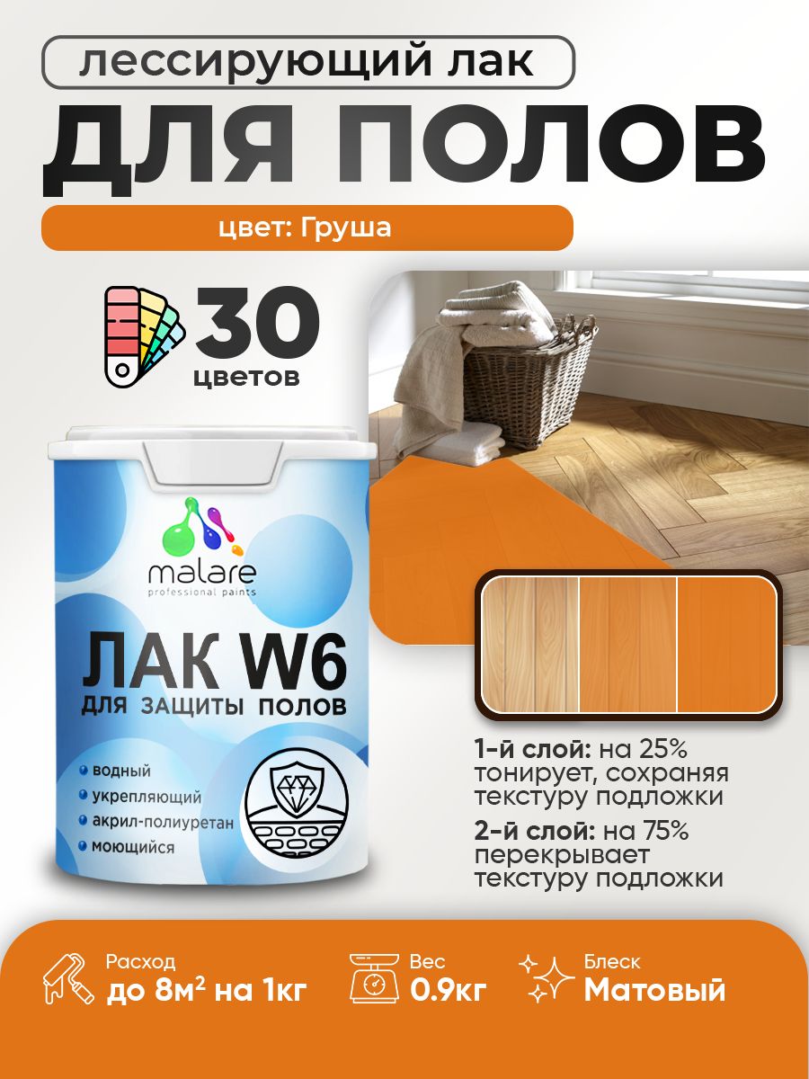 Акриловый водный колерованный лак для пола Malare W6