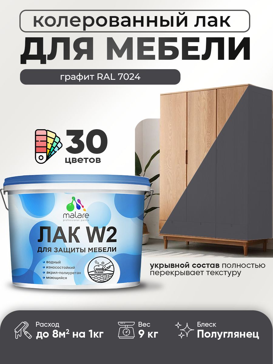 Акриловый водный колерованный лак для мебели и кухонных фасадов Malare W2