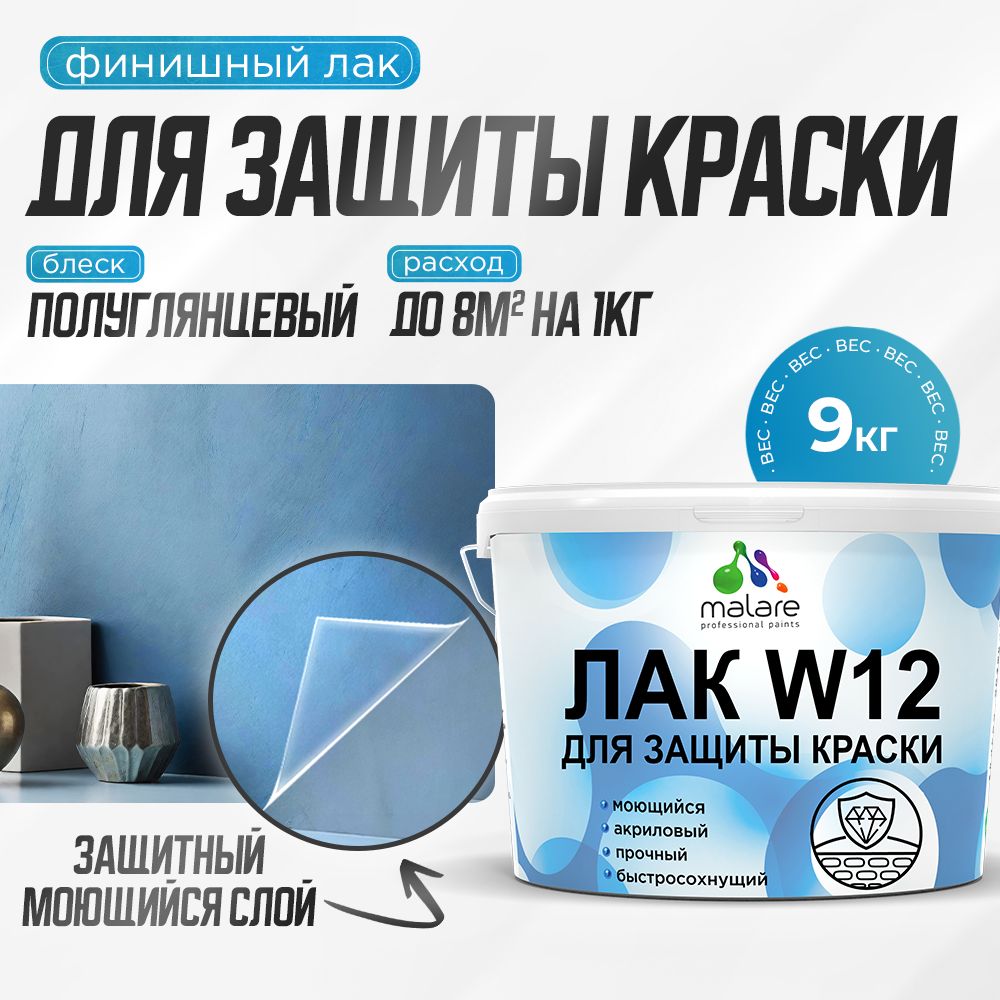 Акриловый водный лак для защиты краски Malare W12