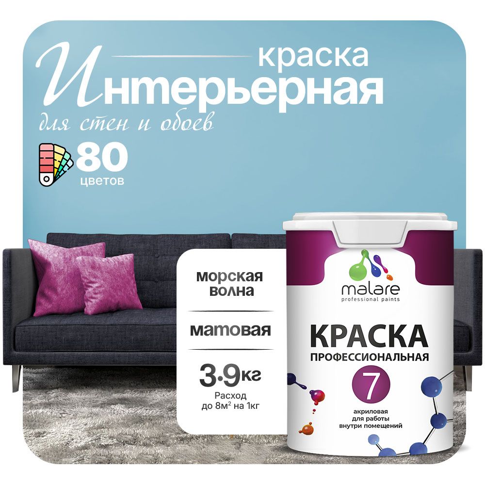 Акриловая краска для стен и обоев Malare ЕВРО 3