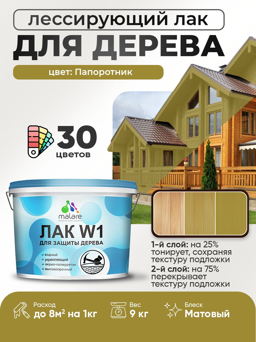 Акриловый водный колерованный лак для деревянных поверхностей Malare W1