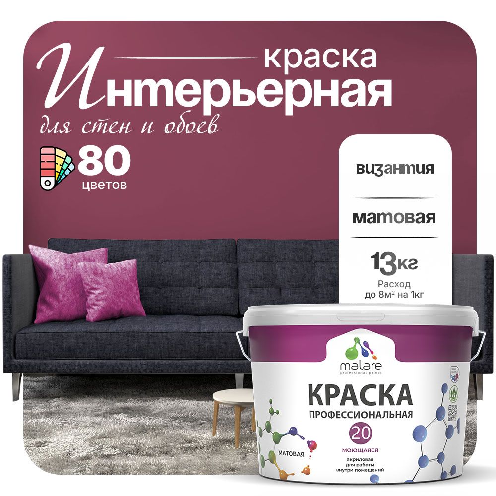 Акриловая краска для стен и обоев Malare ЕВРО 20