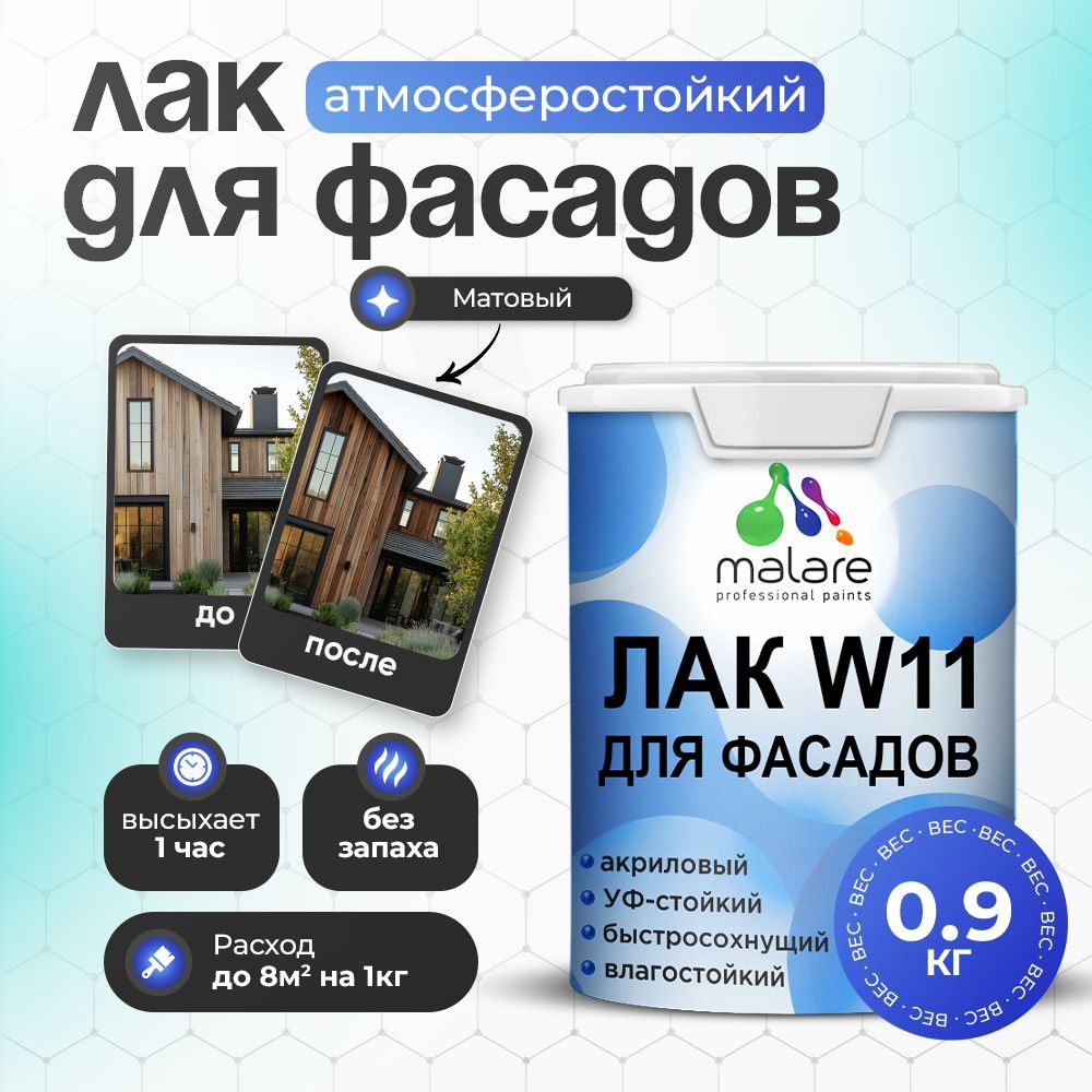 Акриловый водный фасадный лак Malare W11