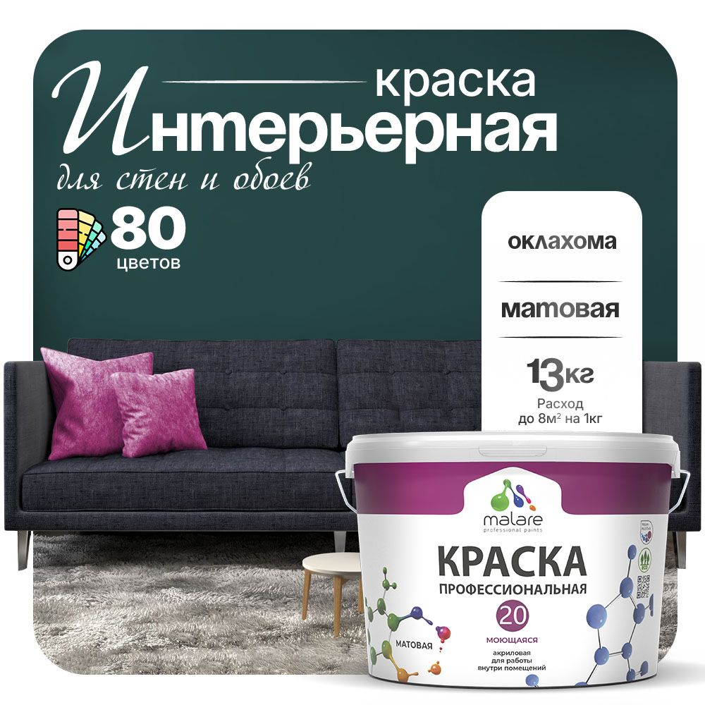 Акриловая краска для стен и обоев Malare ЕВРО 20