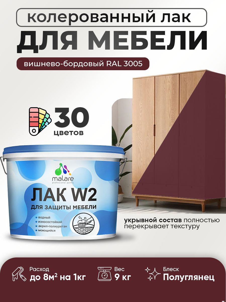 Акриловый водный колерованный лак для мебели и кухонных фасадов Malare W2