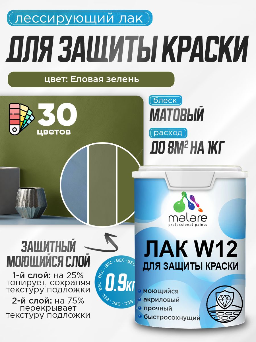 Акриловый водный колерованный лак для защиты краски Malare W12