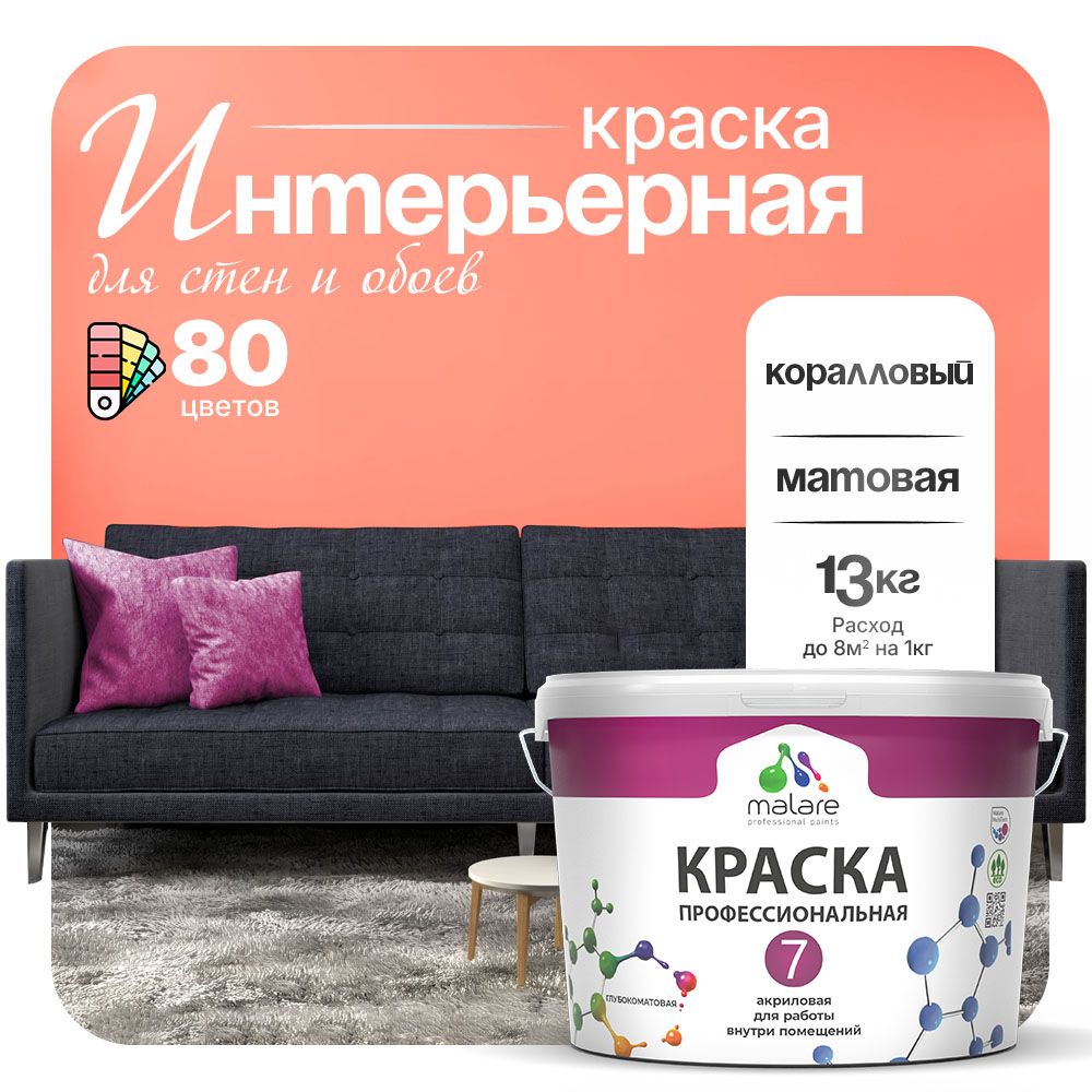 Акриловая краска для стен и обоев Malare ЕВРО 3