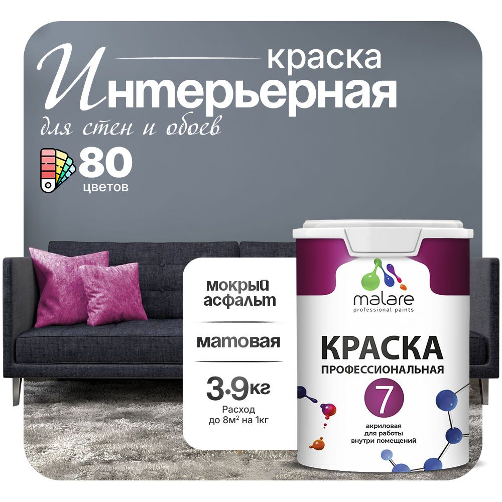 Акриловая краска для стен и обоев Malare ЕВРО 3