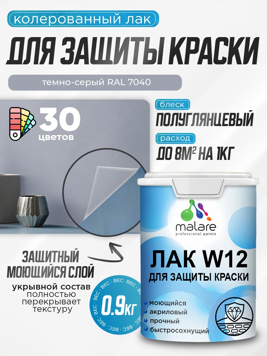 Акриловый водный колерованный лак для защиты краски Malare W12