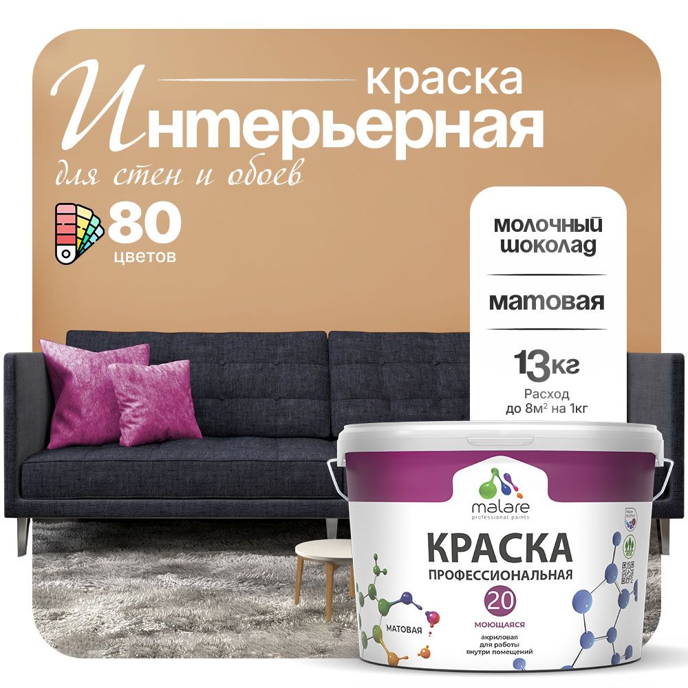 Акриловая краска для стен и обоев Malare ЕВРО 20