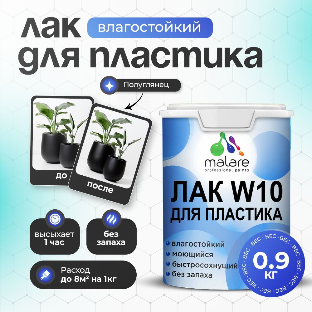 Акриловый водный лак для пластиковых поверхностей Malare