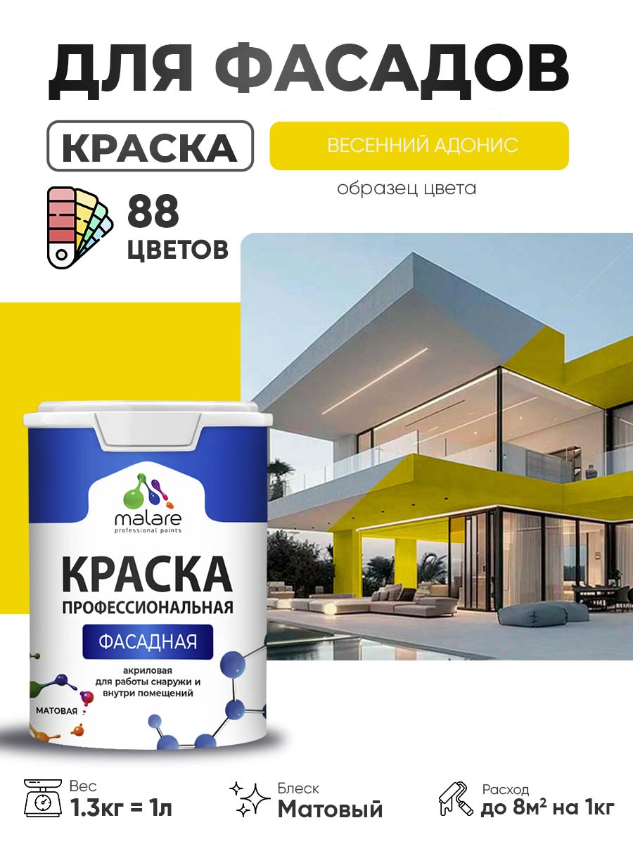 Акриловая фасадная профессиональная краска Malare