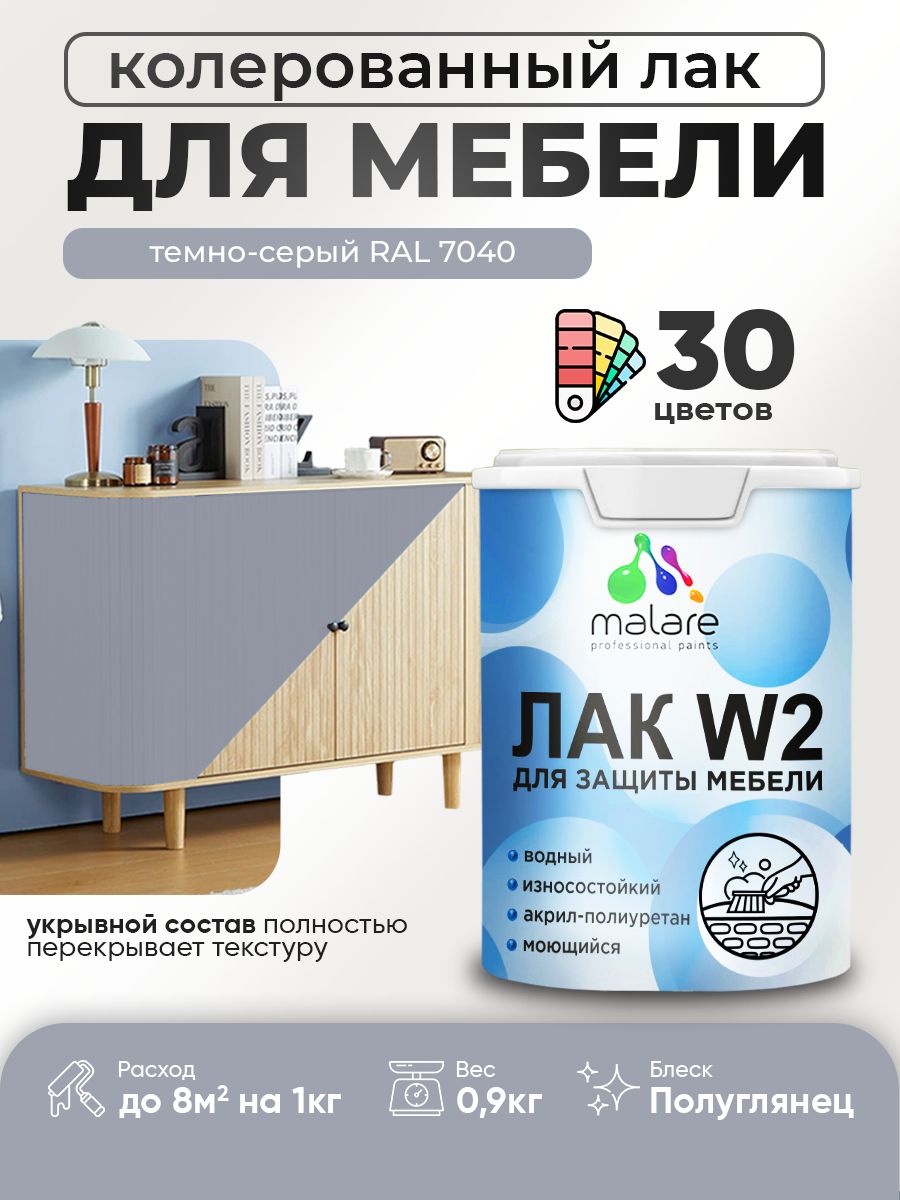 Акриловый водный колерованный лак для мебели и кухонных фасадов Malare W2