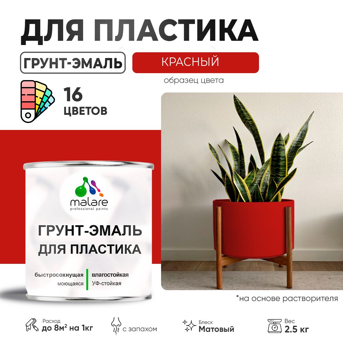 Акрилсополимерная грунт-эмаль 3 в 1 для пластиковых поверхностей Malare