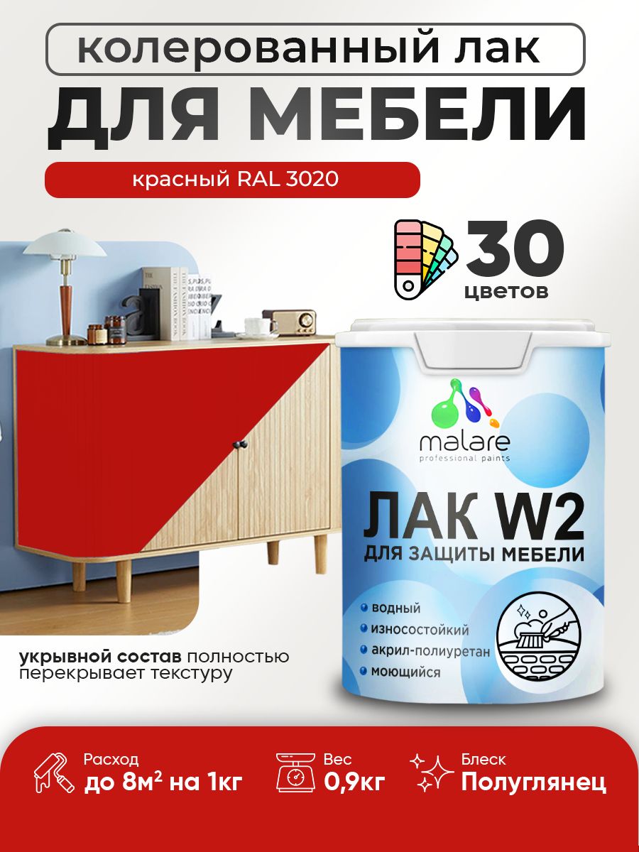 Акриловый водный колерованный лак для мебели и кухонных фасадов Malare W2