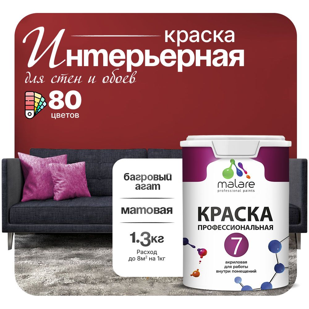 Акриловая краска для стен и обоев Malare ЕВРО 3
