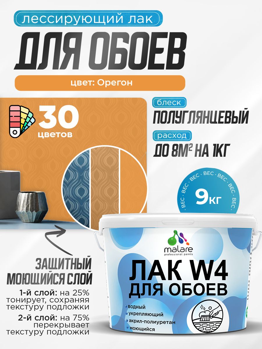 Акриловый водный колерованный лак для обоев Malare W4