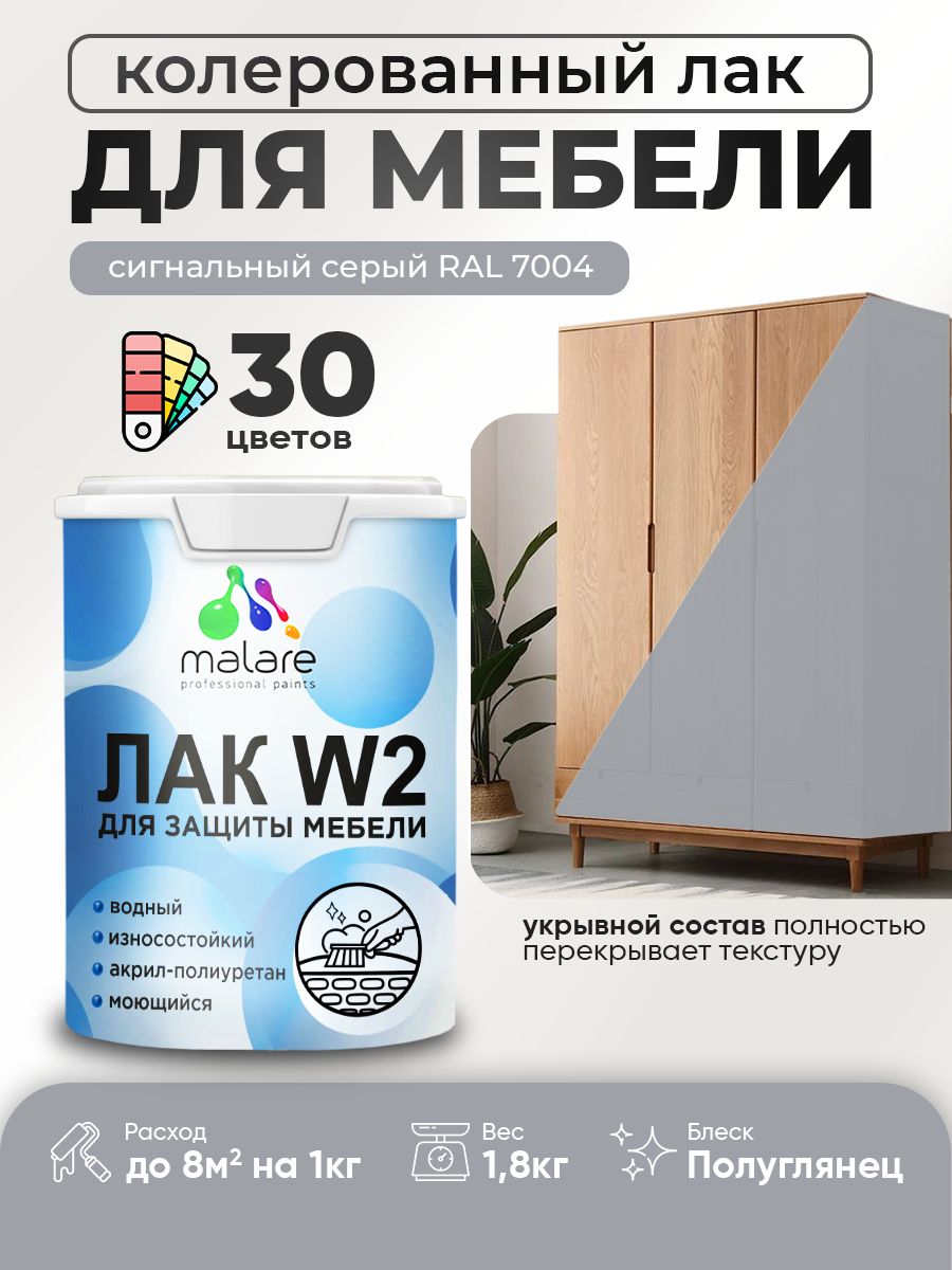 Акриловый водный колерованный лак для мебели и кухонных фасадов Malare W2