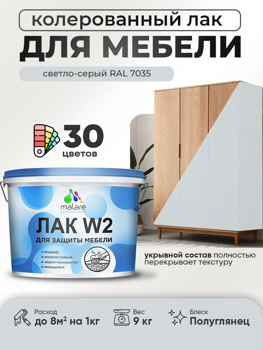 Акриловый водный колерованный лак для мебели и кухонных фасадов Malare W2