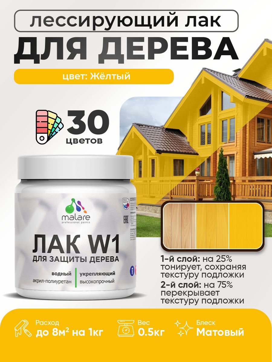 Акриловый водный колерованный лак для деревянных поверхностей Malare W1