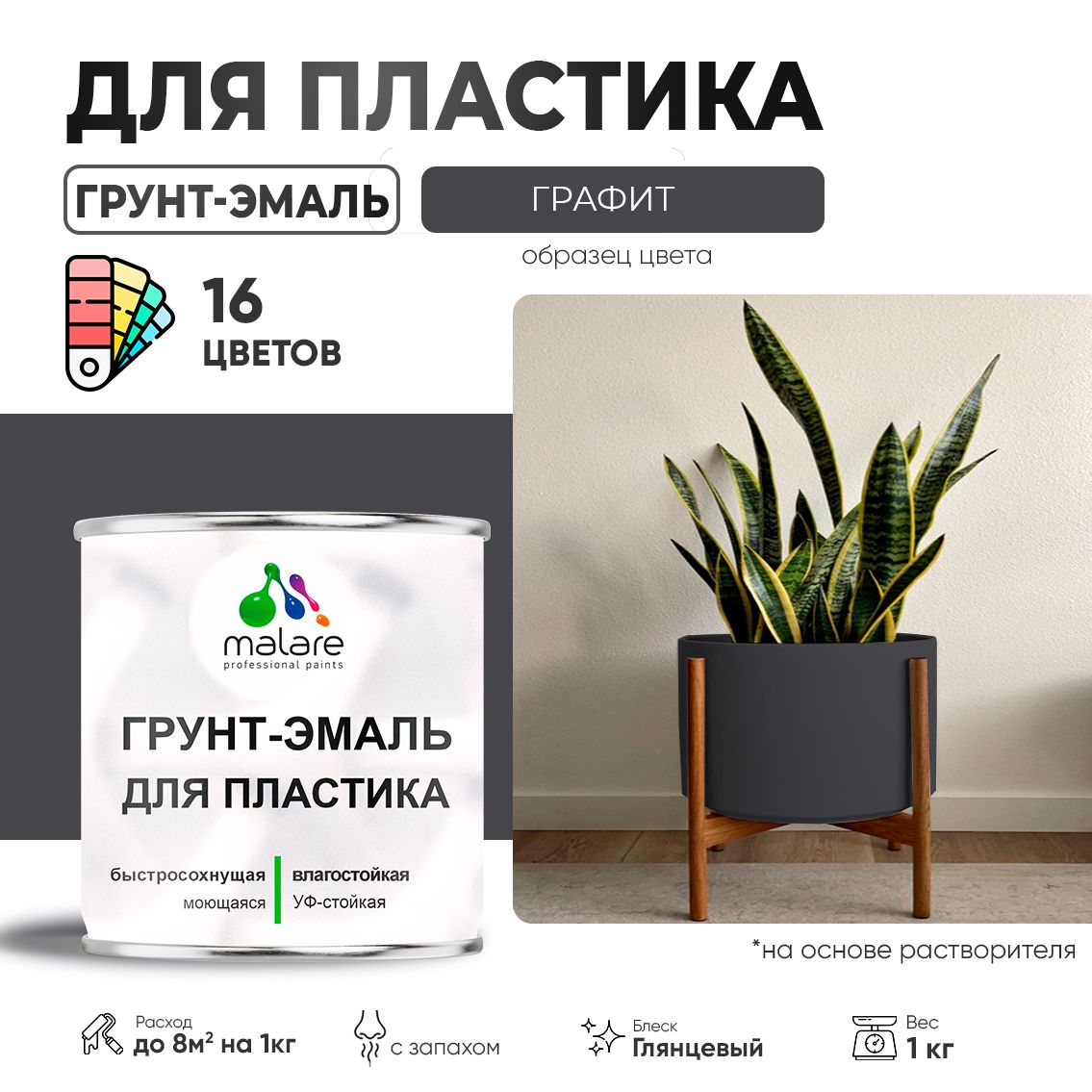 Акрилсополимерная грунт-эмаль 3 в 1 для пластиковых поверхностей Malare