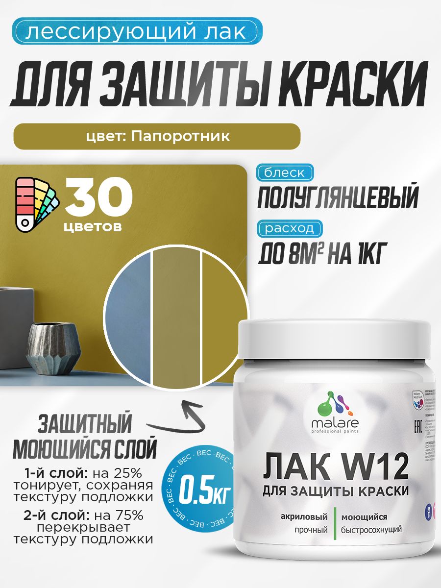 Акриловый водный колерованный лак для защиты краски Malare W12