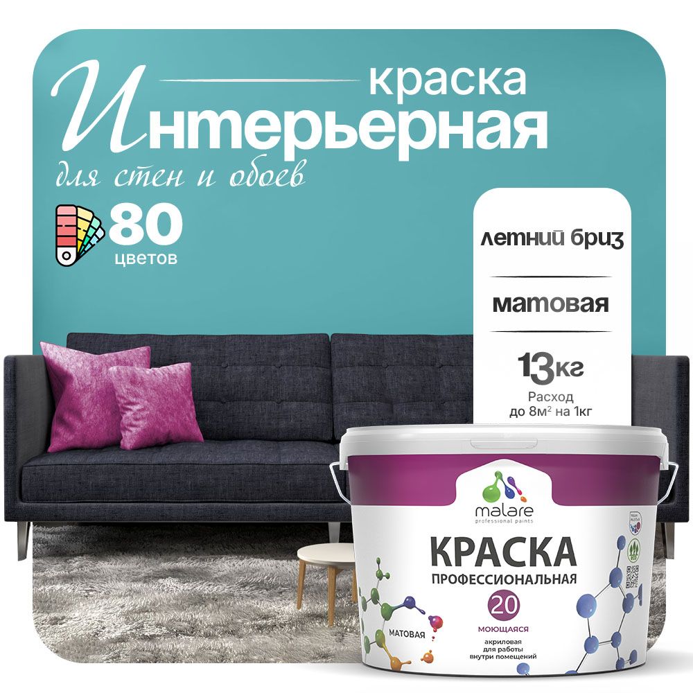 Акриловая краска для стен и обоев Malare ЕВРО 20