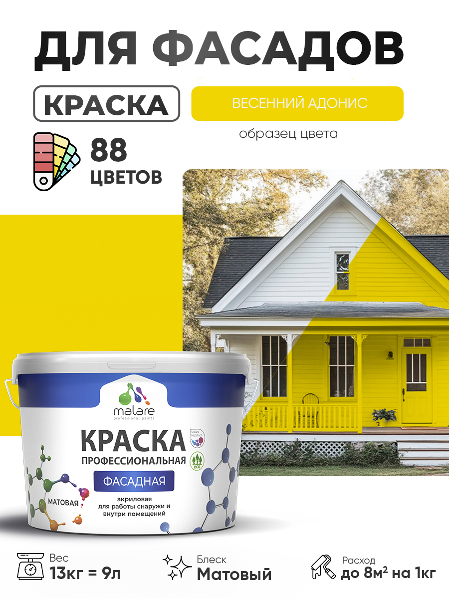 Акриловая фасадная профессиональная краска Malare