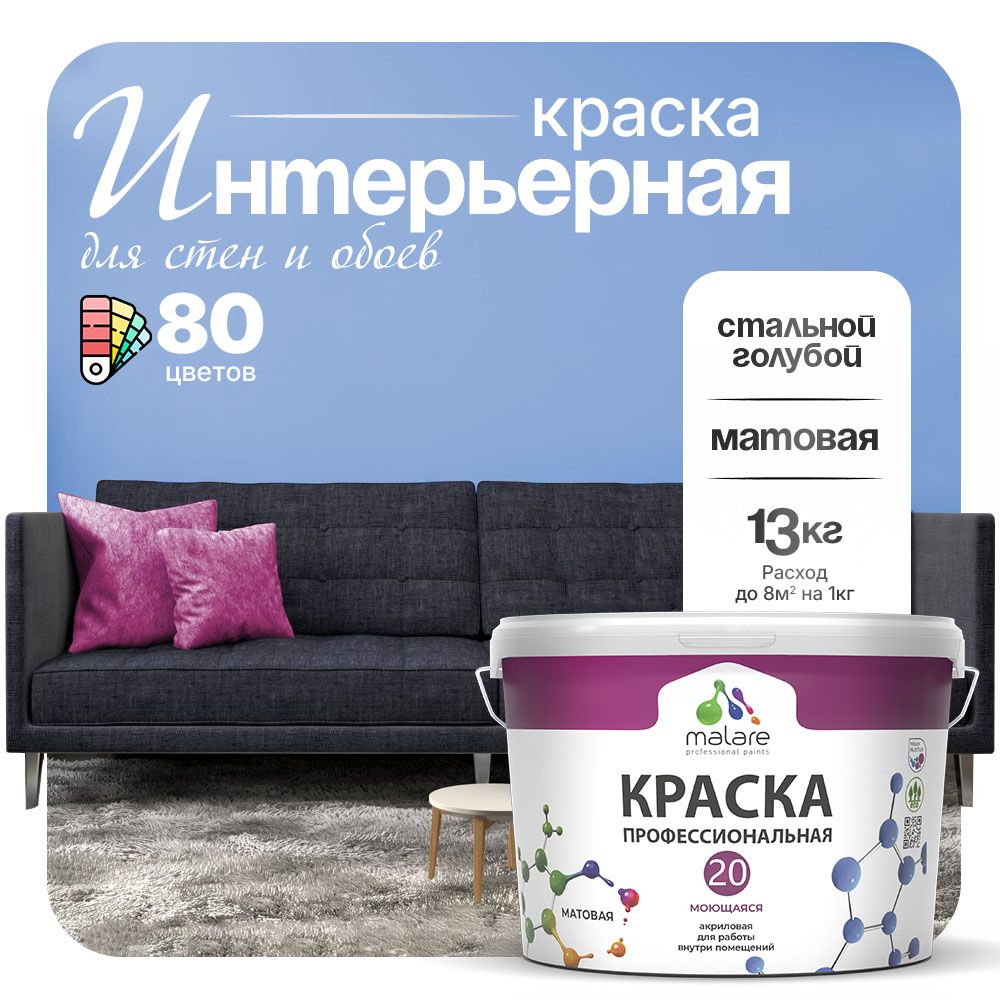 Акриловая краска для стен и обоев Malare ЕВРО 20