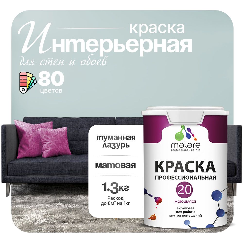 Акриловая краска для стен и обоев Malare ЕВРО 20