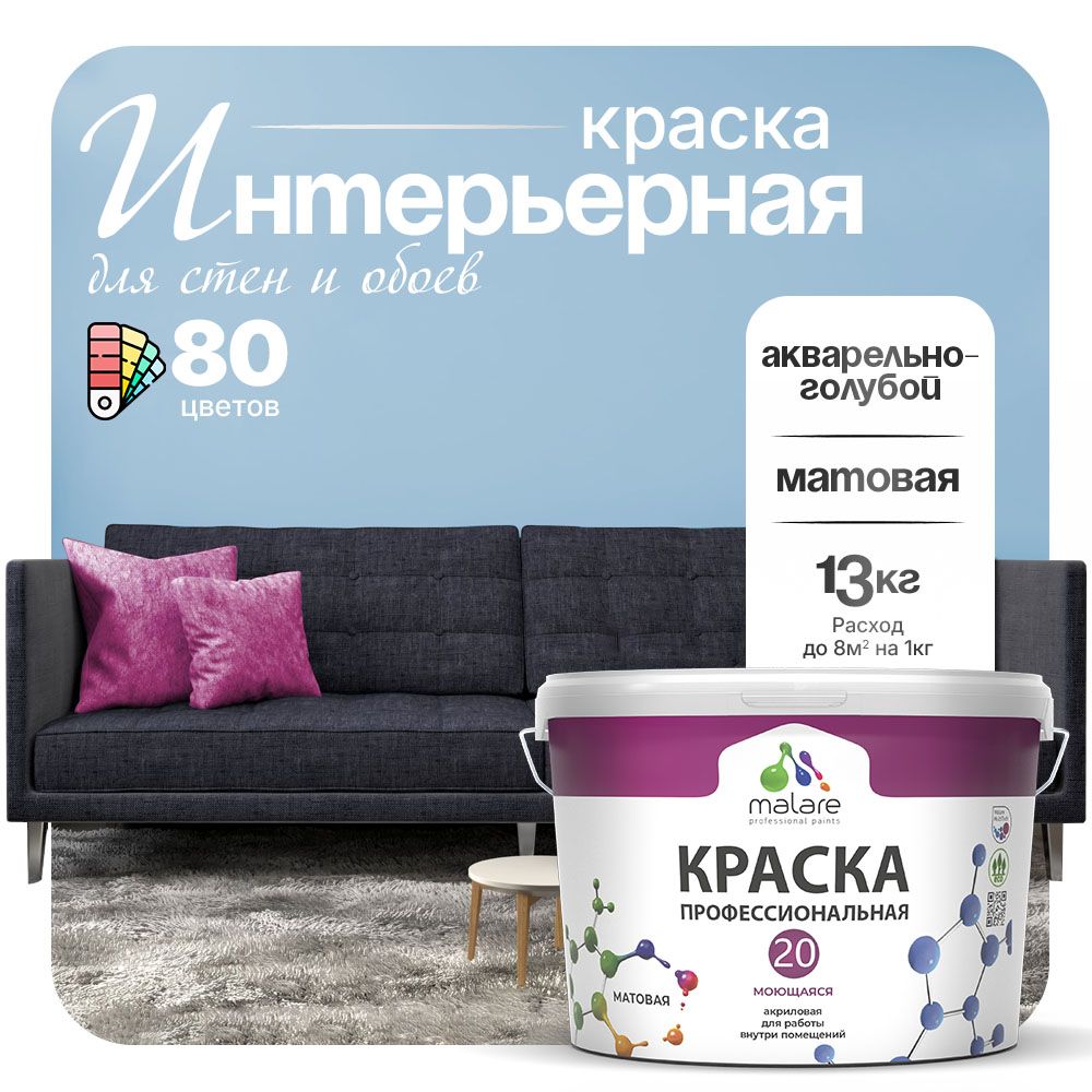 Акриловая краска для стен и обоев Malare ЕВРО 20