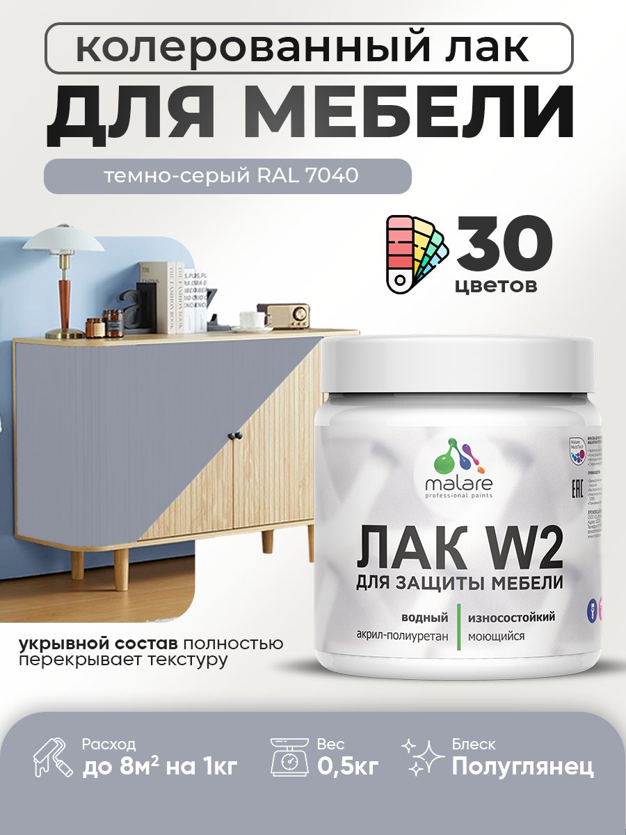 Акриловый водный колерованный лак для мебели и кухонных фасадов Malare W2