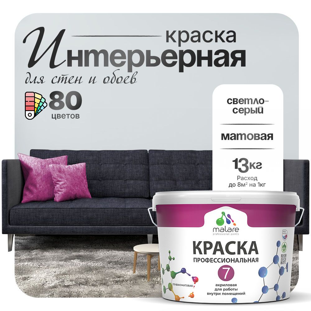 Акриловая краска для стен и обоев Malare ЕВРО 3