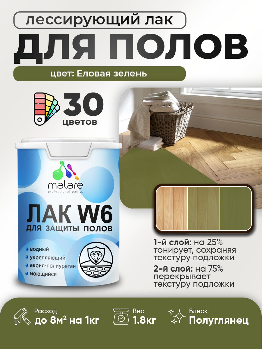 Акриловый водный колерованный лак для пола Malare W6